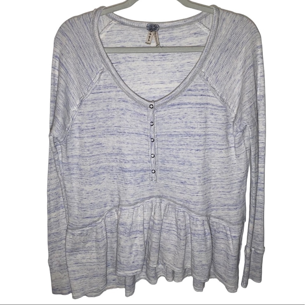 Free People We‎ The Free Coastline Thermal Babydoll Top Peplum Hem